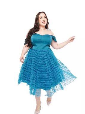 NEW WITH TAG Unique Vintage Teal Retro Prom Dress or Ballgown Rockabilly